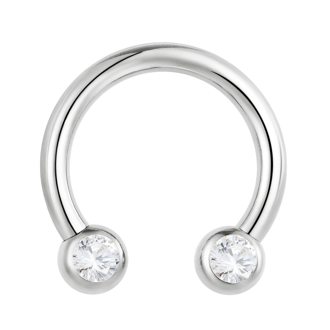 G23 Titanium Internally Threaded Cubic Zirconia Circular Barbells | Horseshoe Piercing Jewellery | 1 Pair