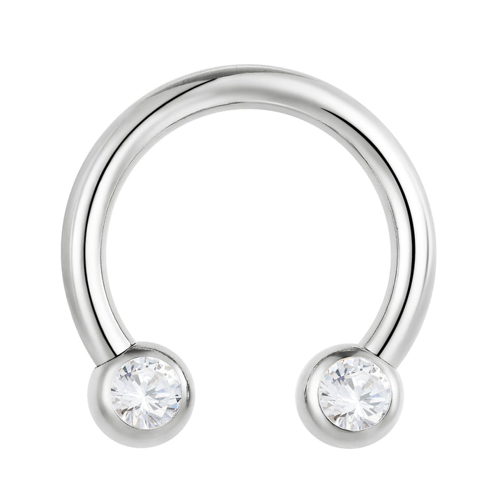 G23 Titanium Internally Threaded Cubic Zirconia Circular Barbells | Horseshoe Piercing Jewellery | 1 Pair