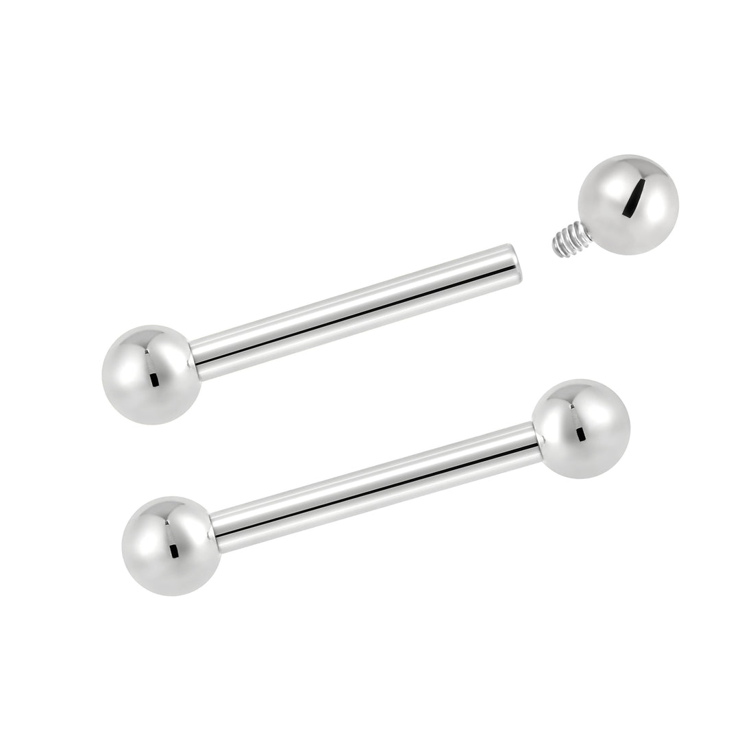 G23 Titanium Internally Threaded Straight Barbells | Body Piercing Jewellery | 1 Pair