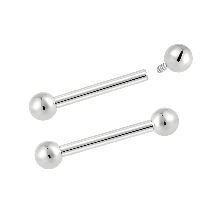 G23 Titanium Internally Threaded Straight Barbells | Body Piercing Jewellery | 1 Pair