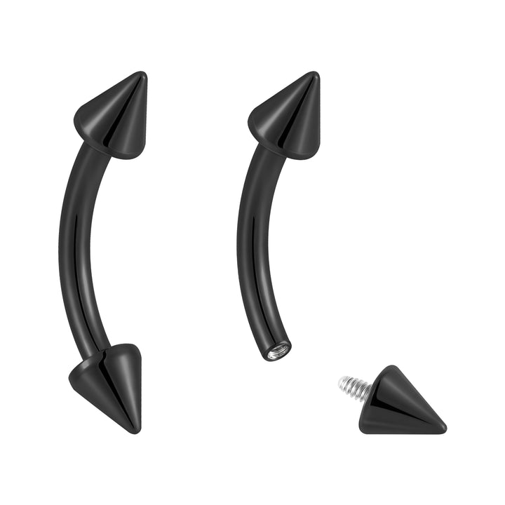 G23 Titanium Internally Threaded Curved Barbells with Spikes | Body Jewellery | 1 Pair