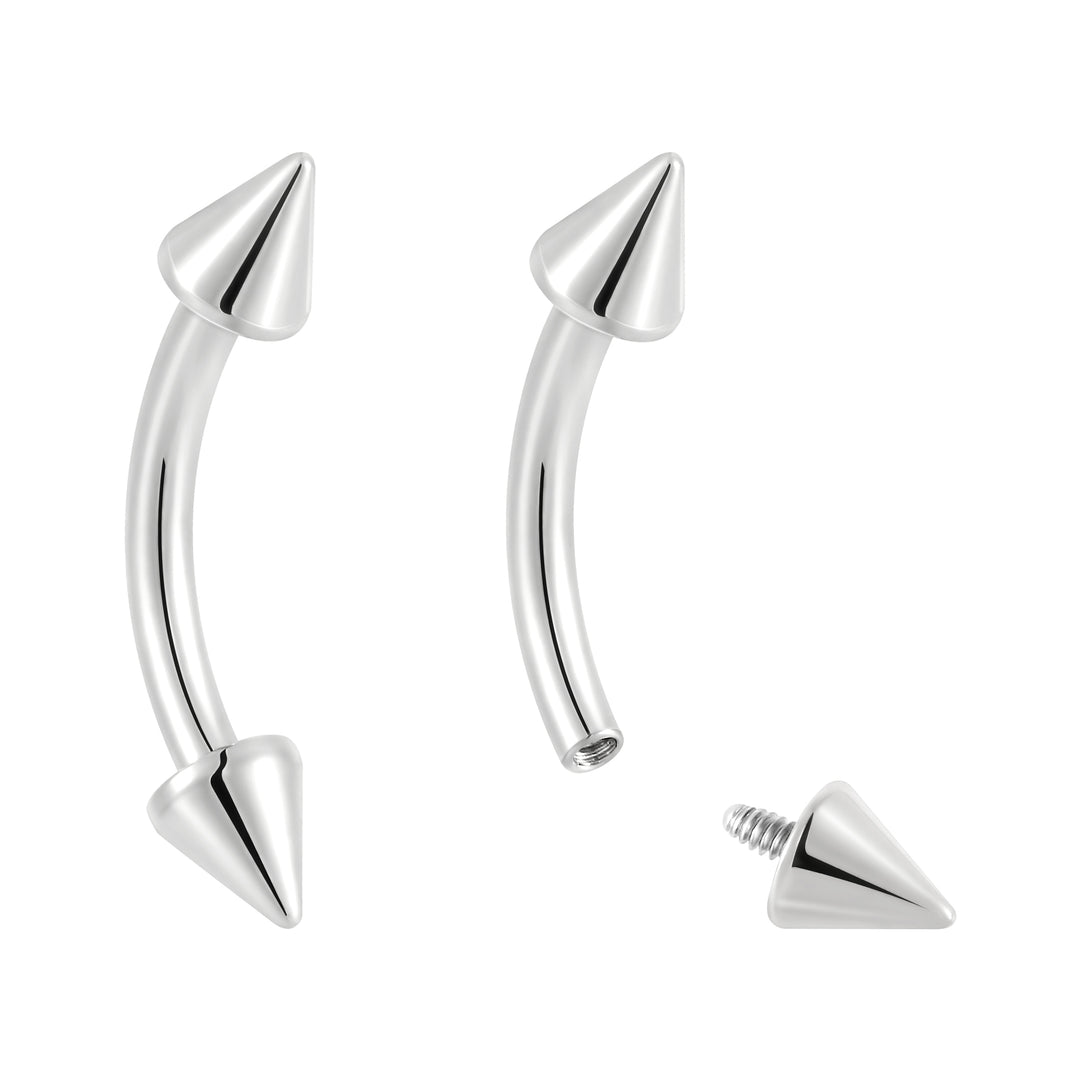 G23 Titanium Internally Threaded Curved Barbells with Spikes | Body Jewellery | 1 Pair