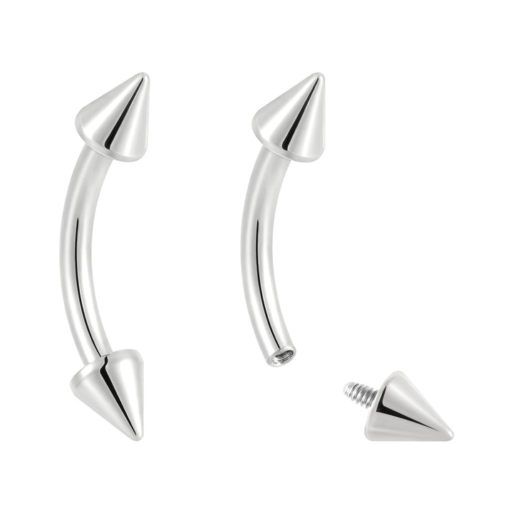 G23 Titanium Internally Threaded Curved Barbells with Spikes | Body Jewellery | 1 Pair