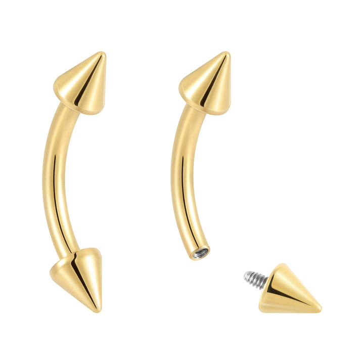 G23 Titanium Internally Threaded Curved Barbells with Spikes | Body Jewellery | 1 Pair