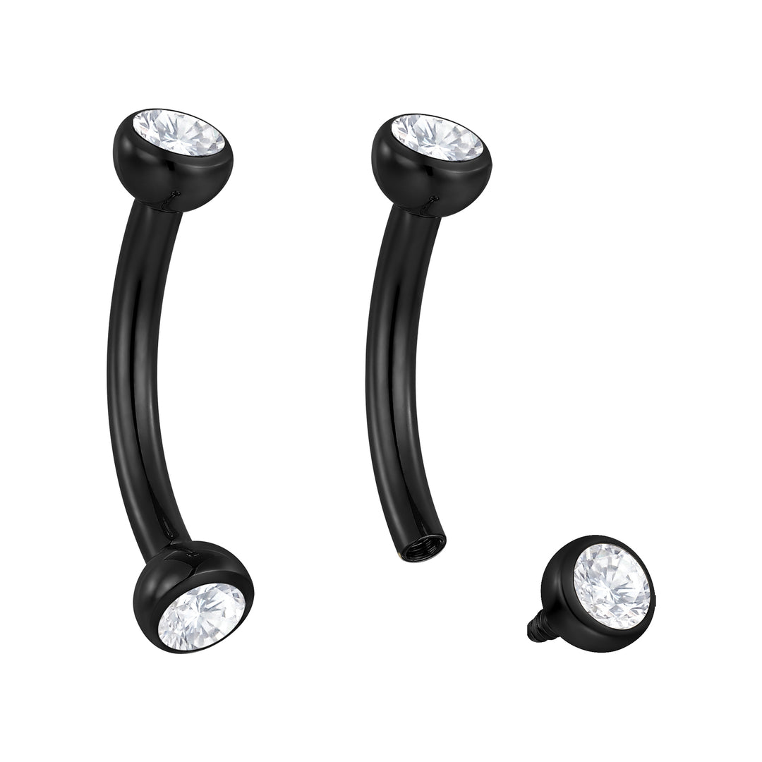 G23 Titanium Internally Threaded Gem Curved Barbells | Body Piercing Jewellery | 1 Pair