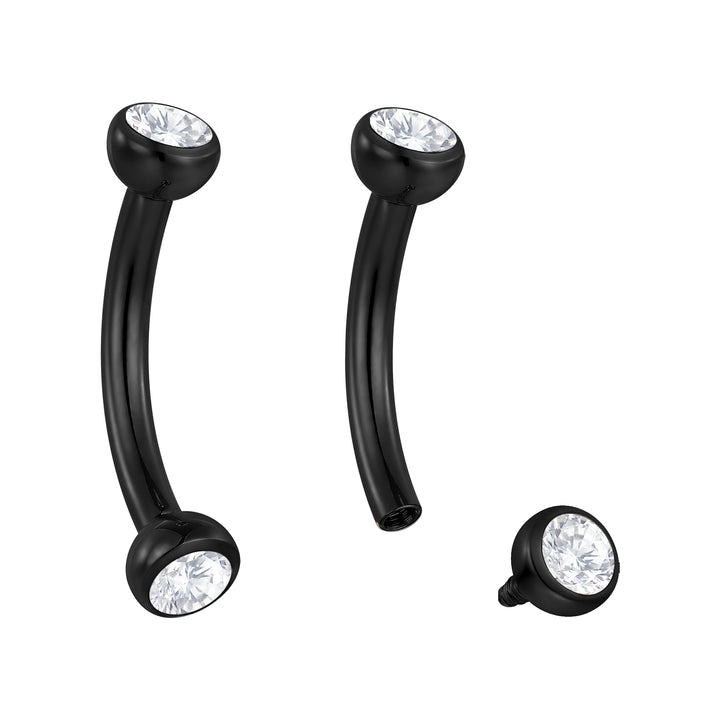 G23 Titanium Internally Threaded Gem Curved Barbells | Body Piercing Jewellery | 1 Pair