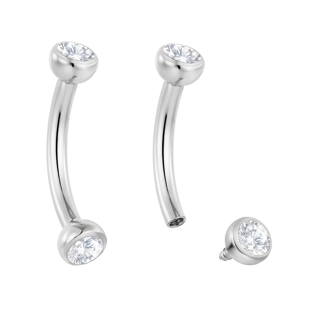 G23 Titanium Internally Threaded Gem Curved Barbells | Body Piercing Jewellery | 1 Pair