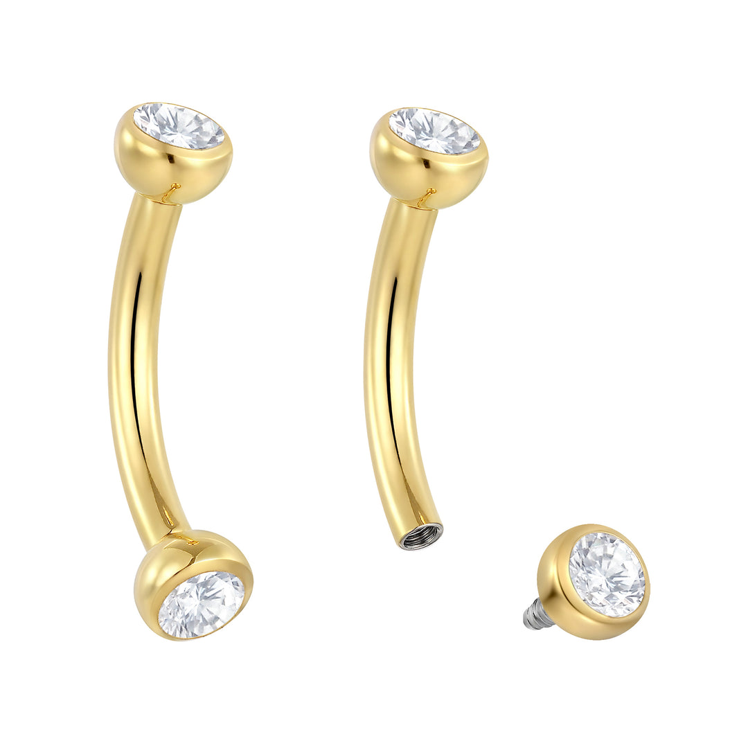 G23 Titanium Internally Threaded Gem Curved Barbells | Body Piercing Jewellery | 1 Pair