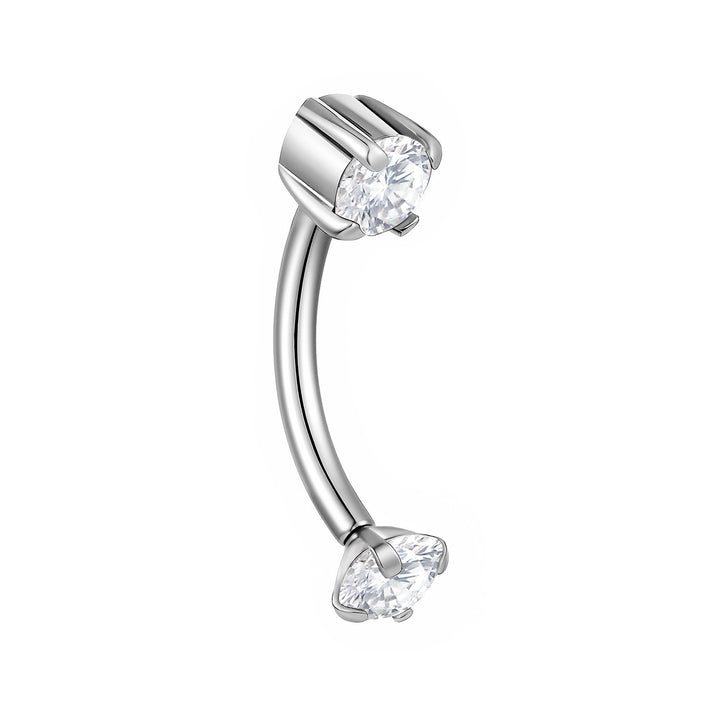 G23 Titanium Threadless Prong-Set Gem Curved Barbells | Body Piercing Jewellery | 1 Pair