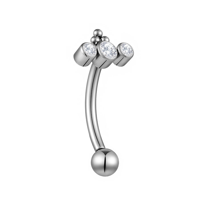 G23 Titanium Threadless Triple Gem Cluster Curved Barbells | Body Piercing Jewellery | 1 Pair