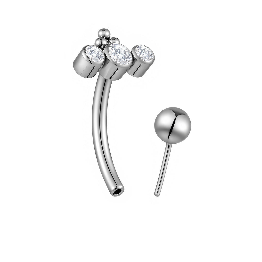 G23 Titanium Threadless Triple Gem Cluster Curved Barbells | Body Piercing Jewellery | 1 Pair