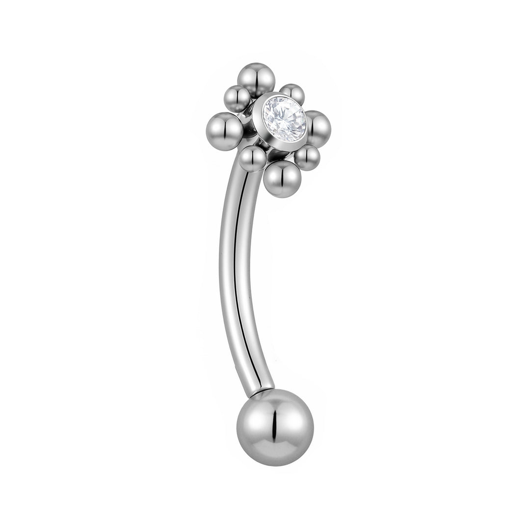 G23 Titanium Threadless Flower Gem Curved Barbells | Body Piercing Jewellery | 1 Pair