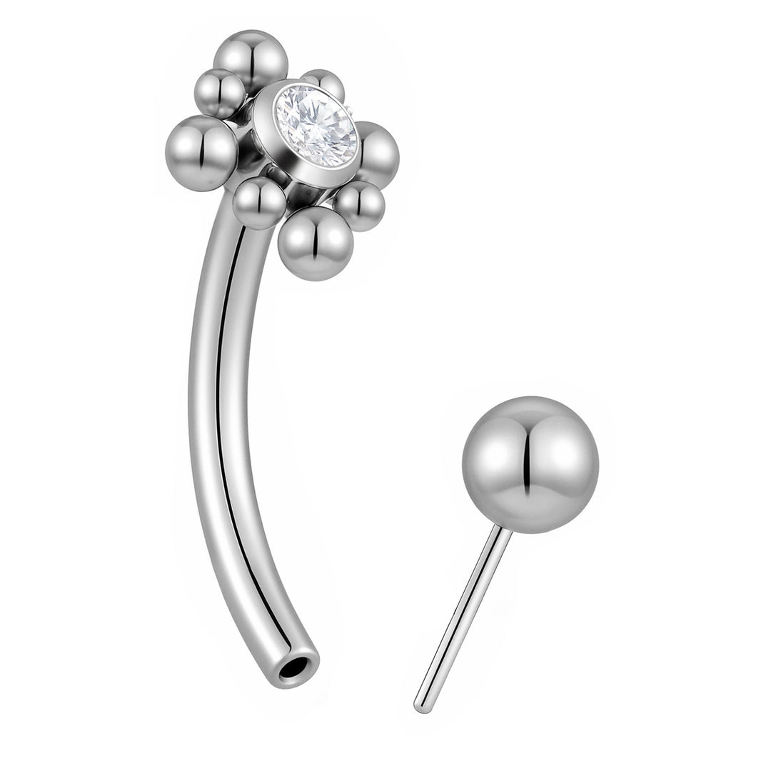 G23 Titanium Threadless Flower Gem Curved Barbells | Body Piercing Jewellery | 1 Pair