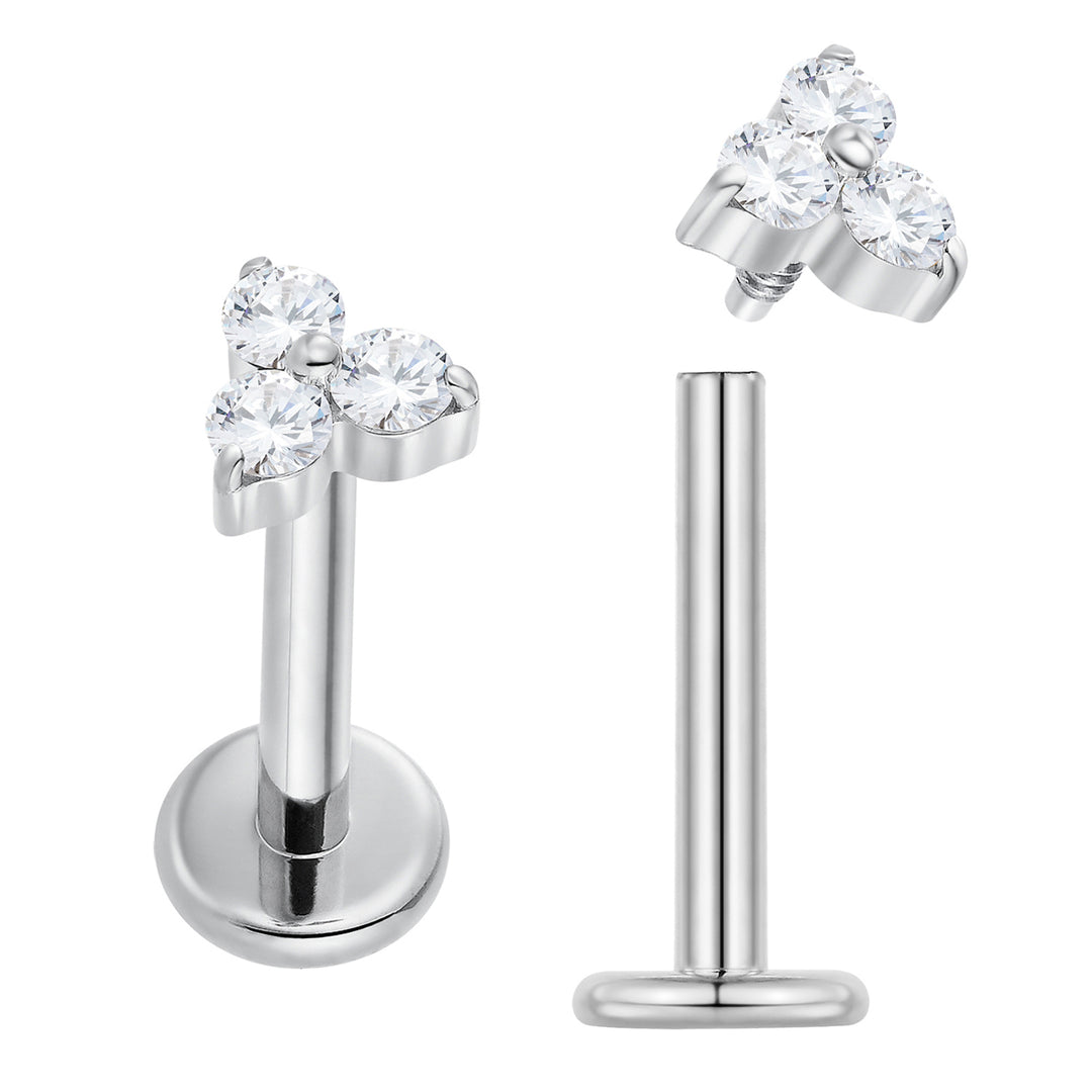 2 Pieces Titanium 16G Internally Threaded Monroe Lip Flat Back Labret Tragus Cartilage Earrings 8mm