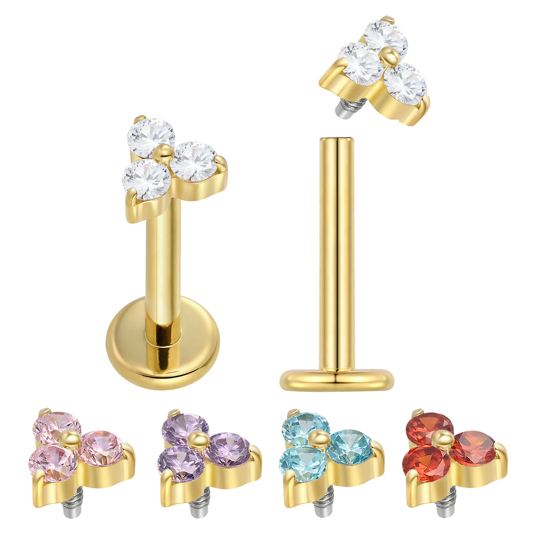 2 Pieces Titanium 16G Internally Threaded Monroe Lip Flat Back Labret Tragus Cartilage Earrings 8mm