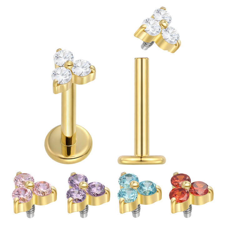 2 Pieces Titanium 16G Internally Threaded Monroe Lip Flat Back Labret Tragus Cartilage Earrings 8mm
