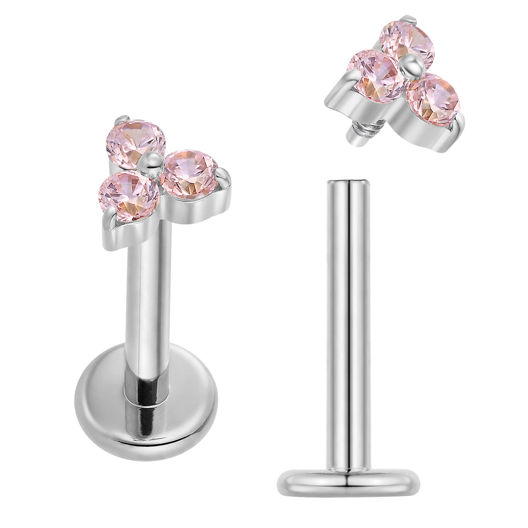 2 Pieces Titanium 16G Internally Threaded Monroe Lip Flat Back Labret Tragus Cartilage Earrings 8mm