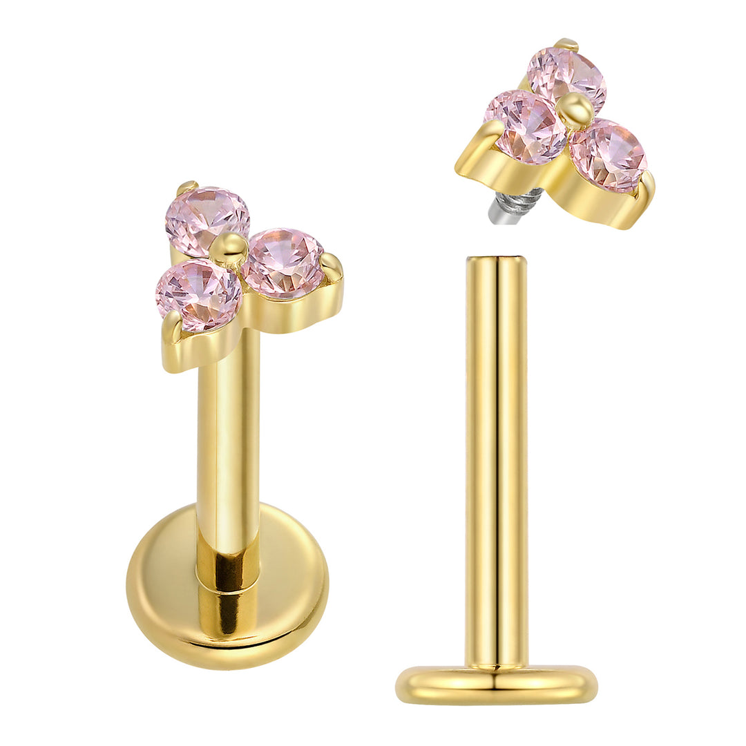 2 Pieces Titanium 16G Internally Threaded Monroe Lip Flat Back Labret Tragus Cartilage Earrings 8mm