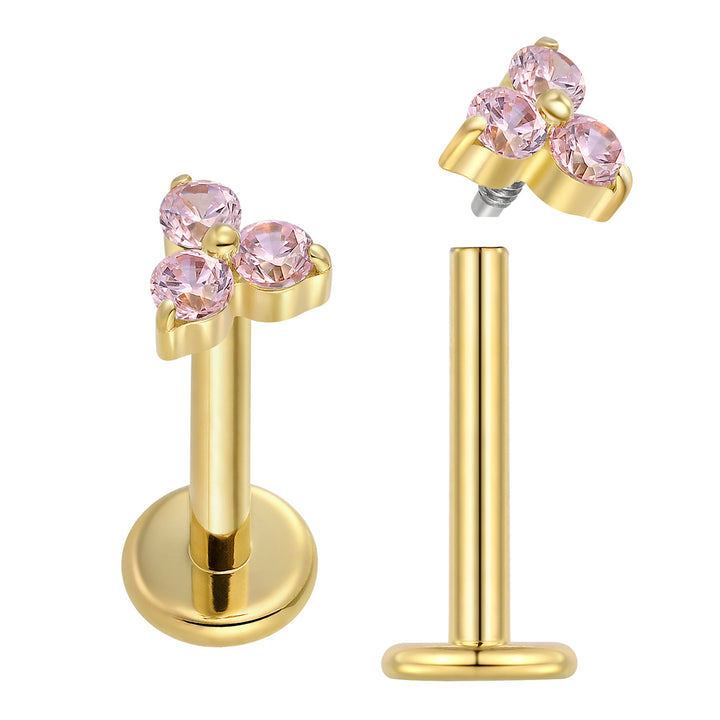 2 Pieces Titanium 16G Internally Threaded Monroe Lip Flat Back Labret Tragus Cartilage Earrings 8mm