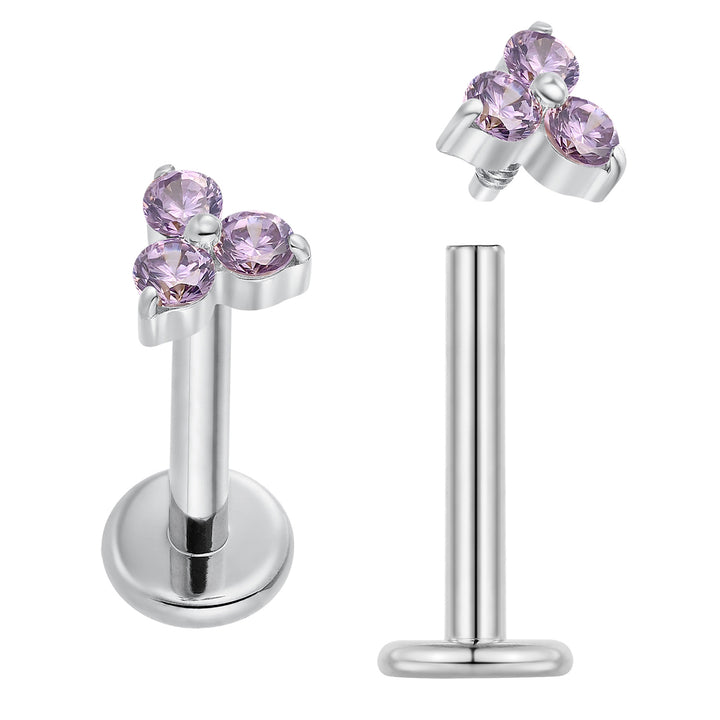 2 Pieces Titanium 16G Internally Threaded Monroe Lip Flat Back Labret Tragus Cartilage Earrings 8mm