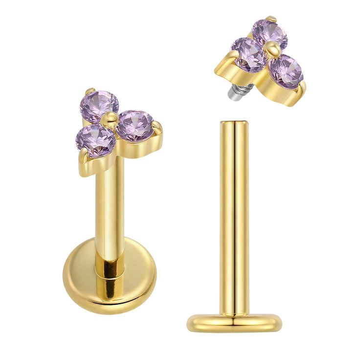 2 Pieces Titanium 16G Internally Threaded Monroe Lip Flat Back Labret Tragus Cartilage Earrings 8mm
