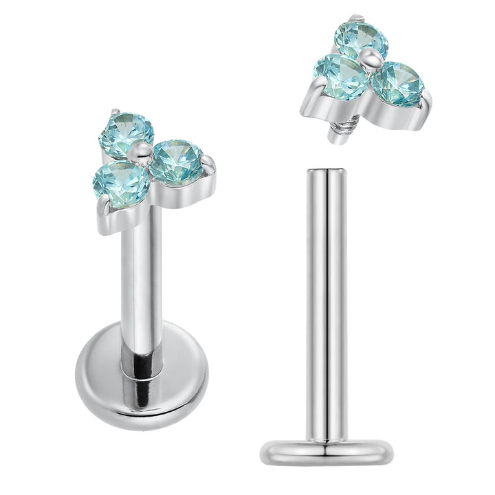 2 Pieces Titanium 16G Internally Threaded Monroe Lip Flat Back Labret Tragus Cartilage Earrings 8mm