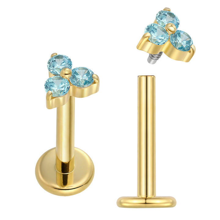 2 Pieces Titanium 16G Internally Threaded Monroe Lip Flat Back Labret Tragus Cartilage Earrings 8mm
