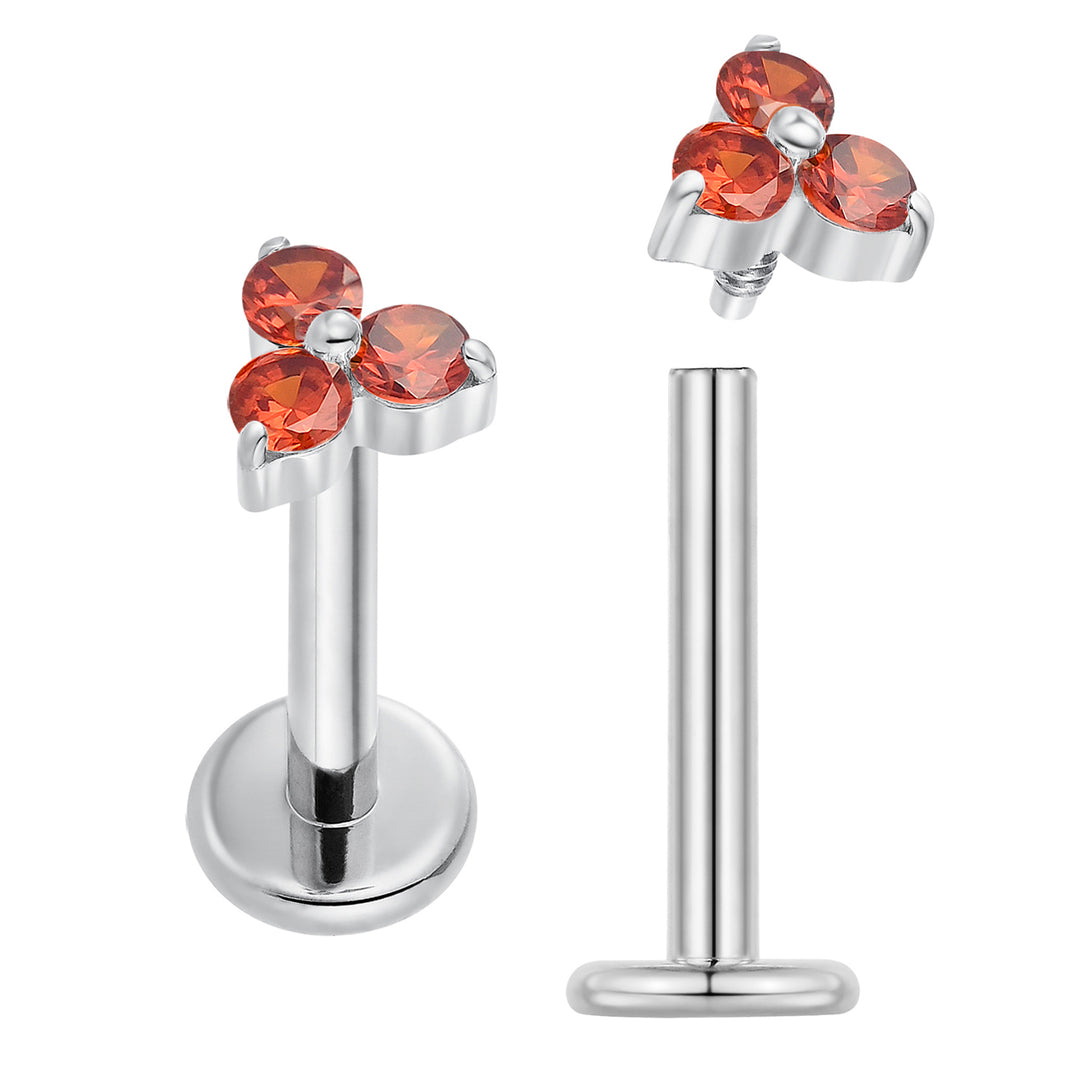 2 Pieces Titanium 16G Internally Threaded Monroe Lip Flat Back Labret Tragus Cartilage Earrings 8mm