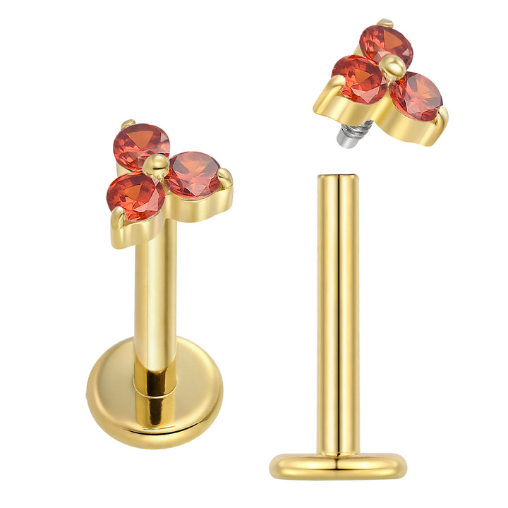 2 Pieces Titanium 16G Internally Threaded Monroe Lip Flat Back Labret Tragus Cartilage Earrings 8mm