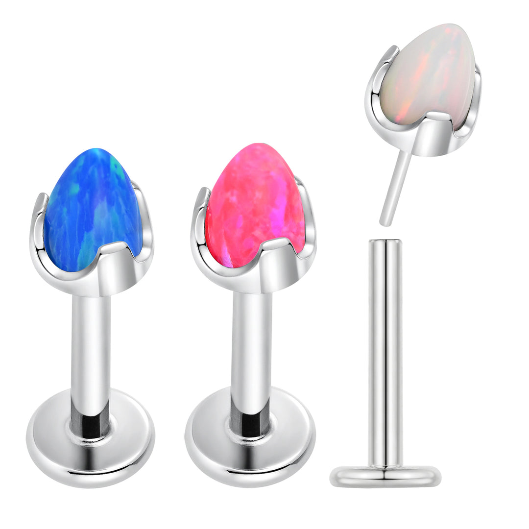 2 Pieces Titanium 16G Threadless Gem Monroe Lip Flat Back Labret Tragus Cartilage Earrings 8mm
