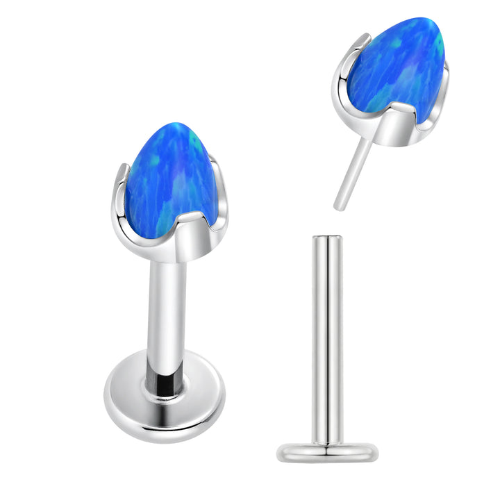 2 Pieces Titanium 16G Threadless Gem Monroe Lip Flat Back Labret Tragus Cartilage Earrings 8mm