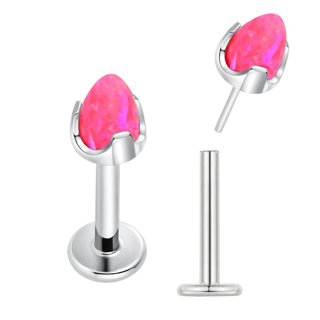 2 Pieces Titanium 16G Threadless Gem Monroe Lip Flat Back Labret Tragus Cartilage Earrings 8mm