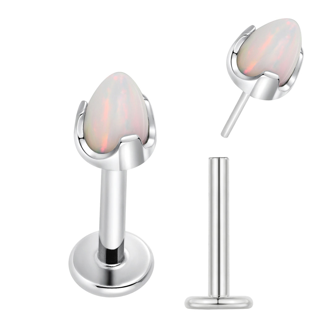 2 Pieces Titanium 16G Threadless Gem Monroe Lip Flat Back Labret Tragus Cartilage Earrings 8mm
