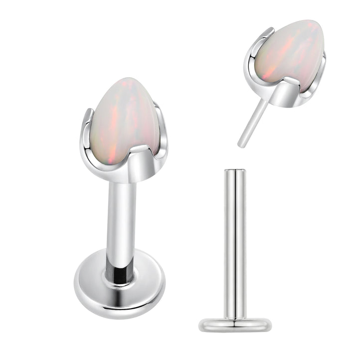 2 Pieces Titanium 16G Threadless Gem Monroe Lip Flat Back Labret Tragus Cartilage Earrings 8mm