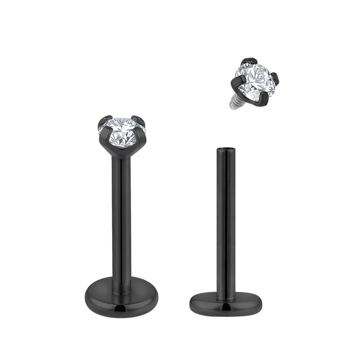 2 Stück 18G Titan Innengewinde Gem Labret Tragus Lippe Nasenstecker 6mm-8mm