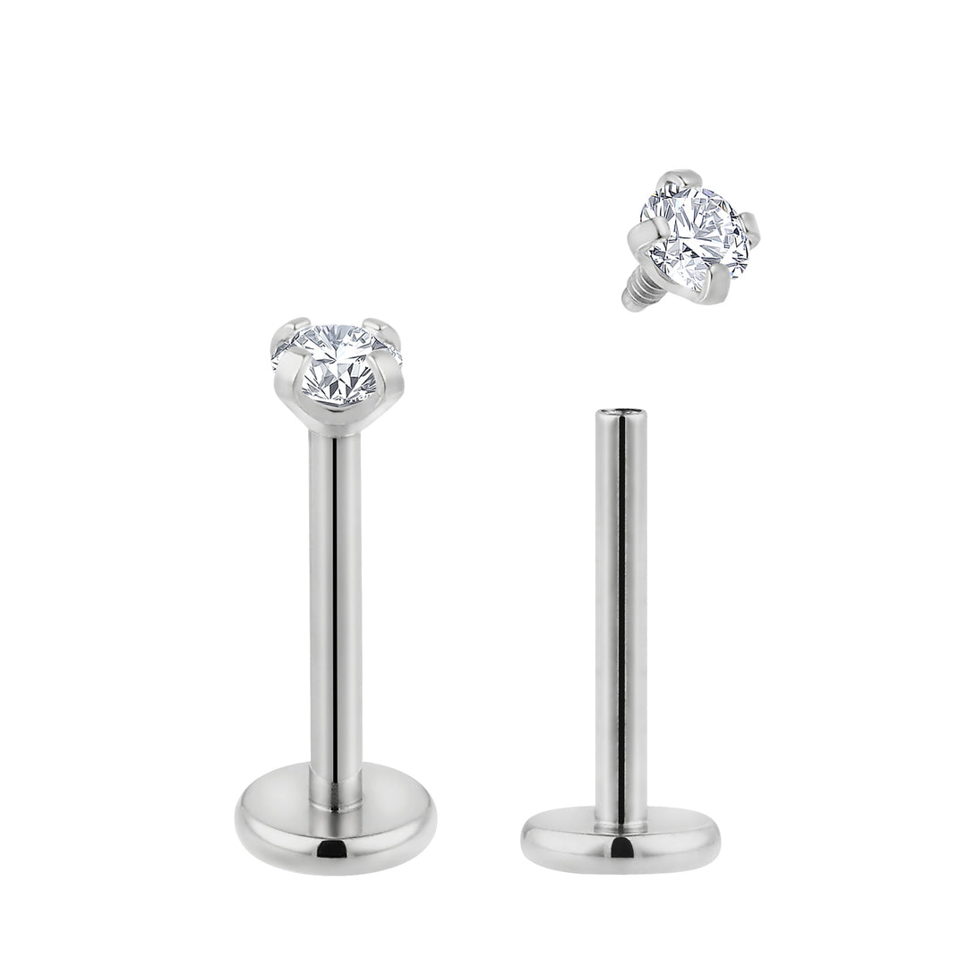 Pieces 18G Titanium Internally Threaded Gem Labret Tragus Lip