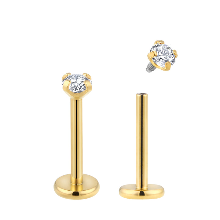 2 Stück 18G Titan Innengewinde Gem Labret Tragus Lippe Nasenstecker 6mm-8mm