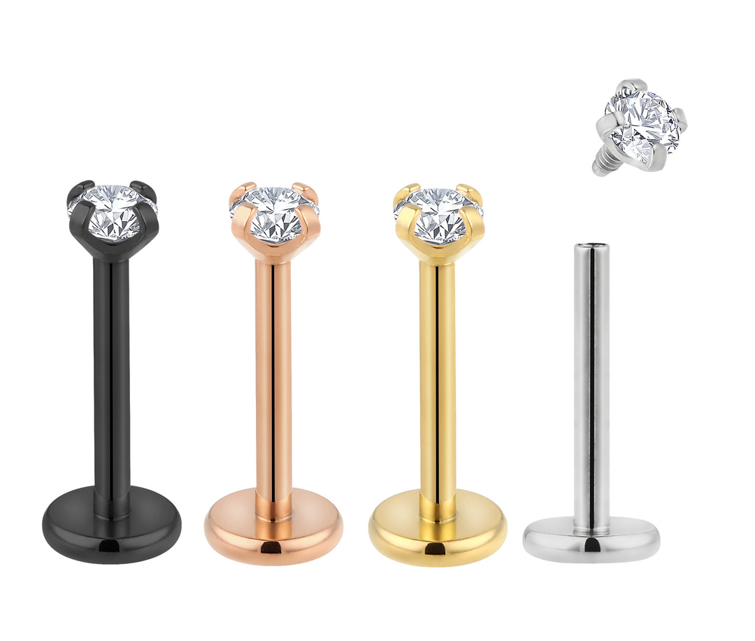 2 Stück 18G Titan Innengewinde Gem Labret Tragus Lippe Nasenstecker 6mm-8mm