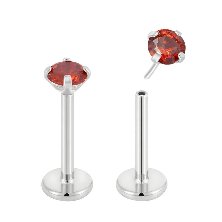 G23 Titanium Threadless Gem Labret Studs | Flat Back Piercing Jewellery | 1 Pair