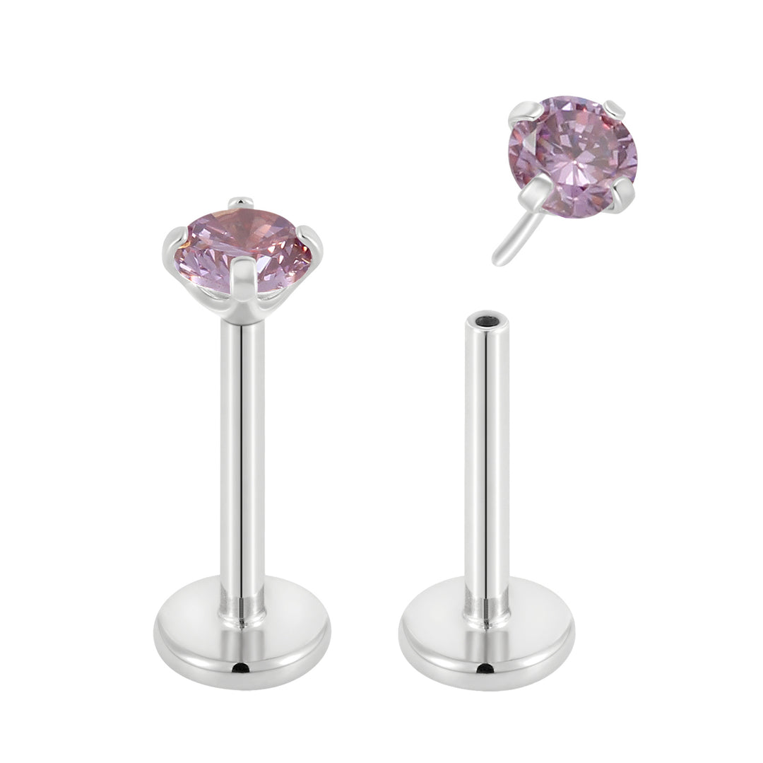 G23 Titanium Threadless Gem Labret Studs | Flat Back Piercing Jewellery | 1 Pair