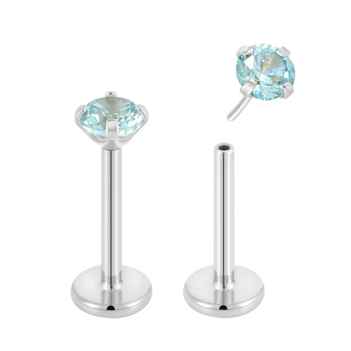 G23 Titanium Threadless Gem Labret Studs | Flat Back Piercing Jewellery | 1 Pair