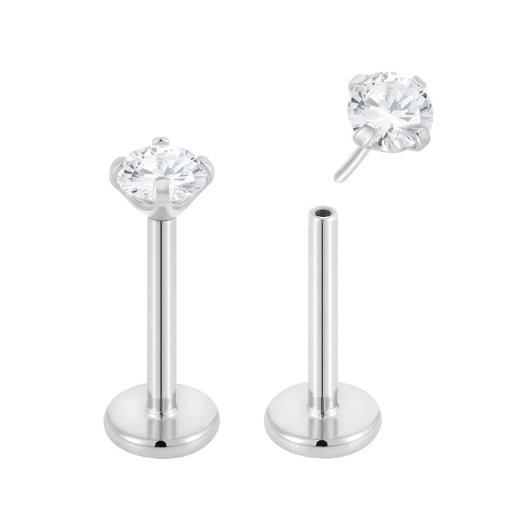 G23 Titanium Threadless Gem Labret Studs | Flat Back Piercing Jewellery | 1 Pair