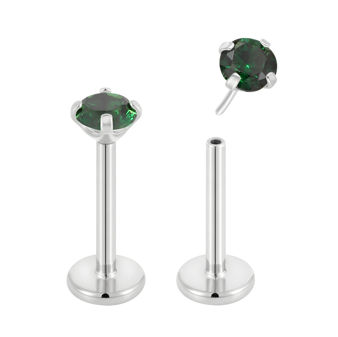 G23 Titanium Threadless Gem Labret Studs | Flat Back Piercing Jewellery | 1 Pair