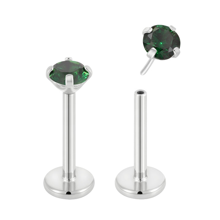 G23 Titanium Threadless Gem Labret Studs | Flat Back Piercing Jewellery | 1 Pair
