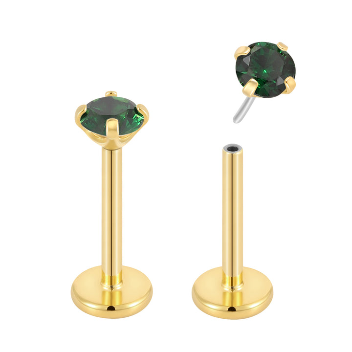 G23 Titanium Threadless Gem Labret Studs | Flat Back Piercing Jewellery | 1 Pair