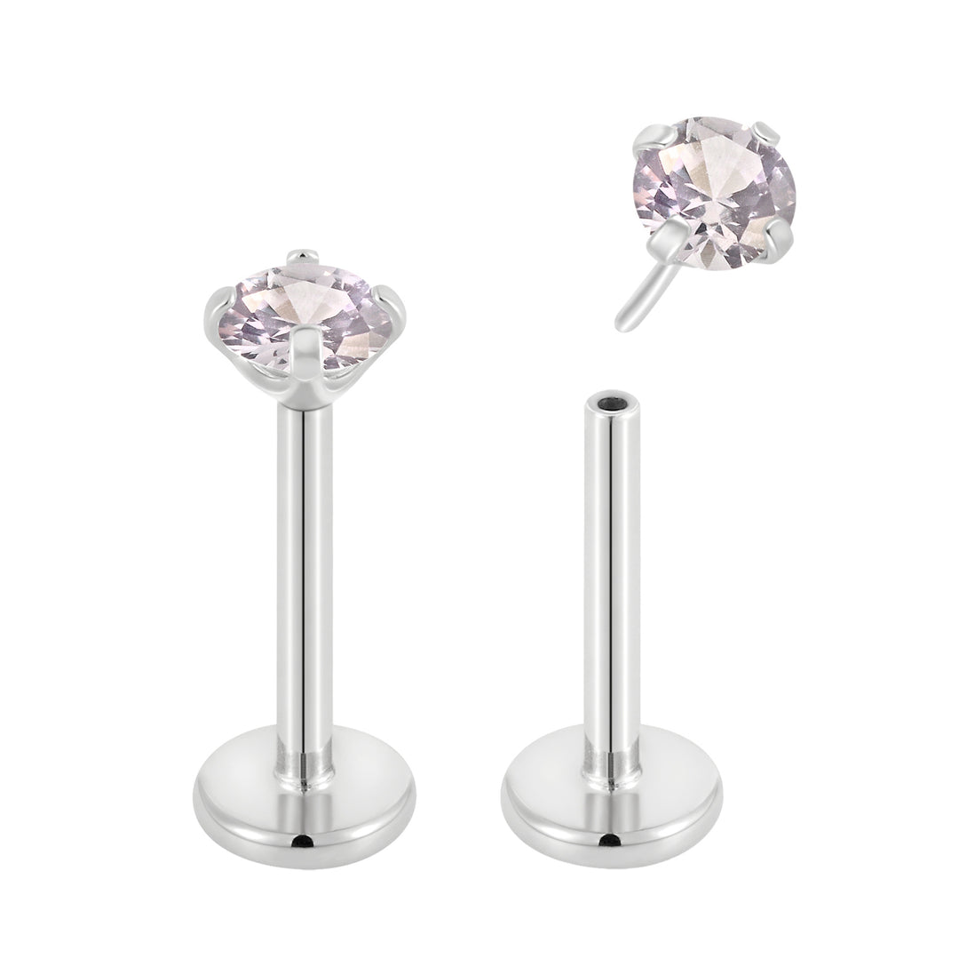 G23 Titanium Threadless Gem Labret Studs | Flat Back Piercing Jewellery | 1 Pair