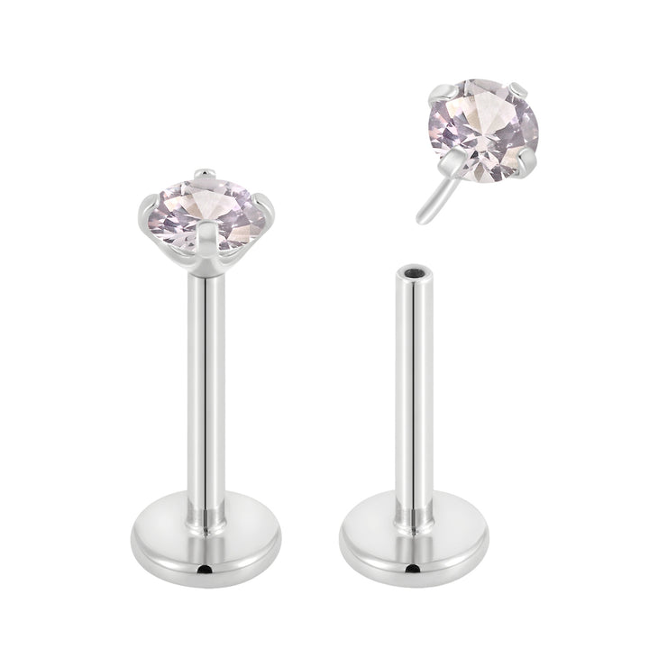 G23 Titanium Threadless Gem Labret Studs | Flat Back Piercing Jewellery | 1 Pair