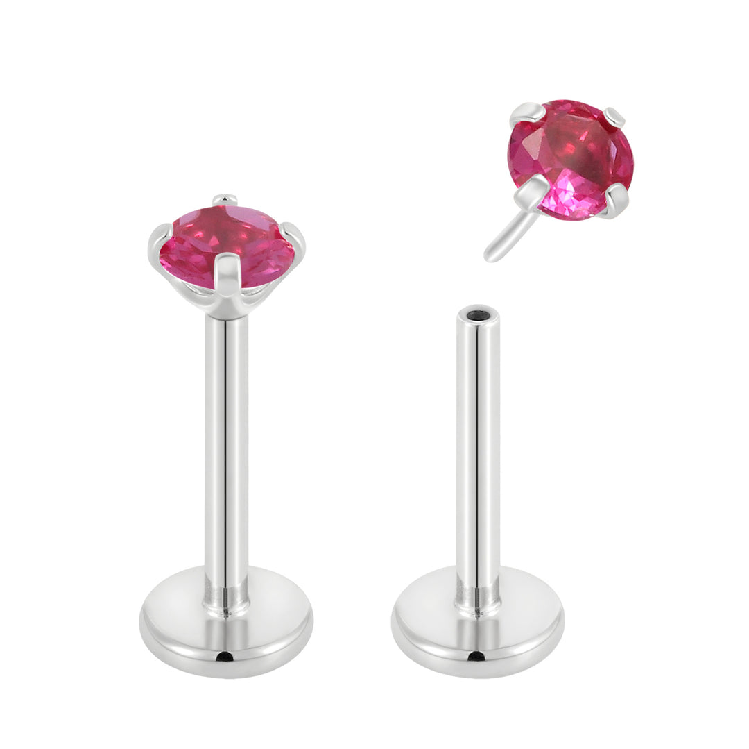 G23 Titanium Threadless Gem Labret Studs | Flat Back Piercing Jewellery | 1 Pair