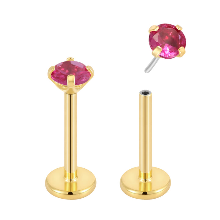 G23 Titanium Threadless Gem Labret Studs | Flat Back Piercing Jewellery | 1 Pair