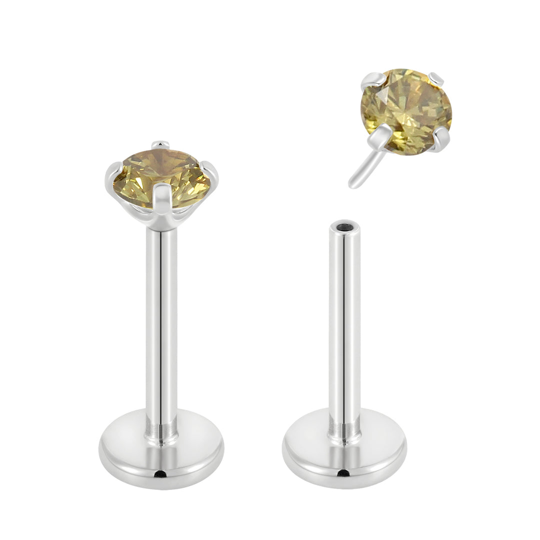 G23 Titanium Threadless Gem Labret Studs | Flat Back Piercing Jewellery | 1 Pair